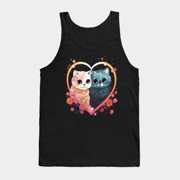 Exotic Shorthair Couple Valentine Tank Top by JH Mart